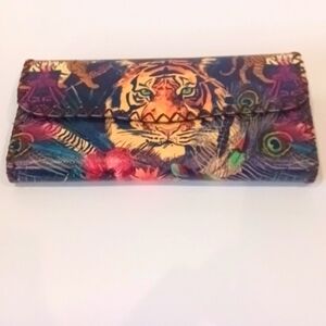 TIGER Printed WALLET Hand Stitched Vegan Leather Multi compartment